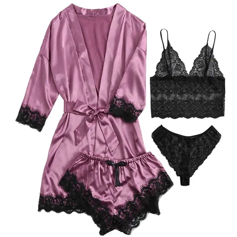 Silk Satin Lace Pajama Set