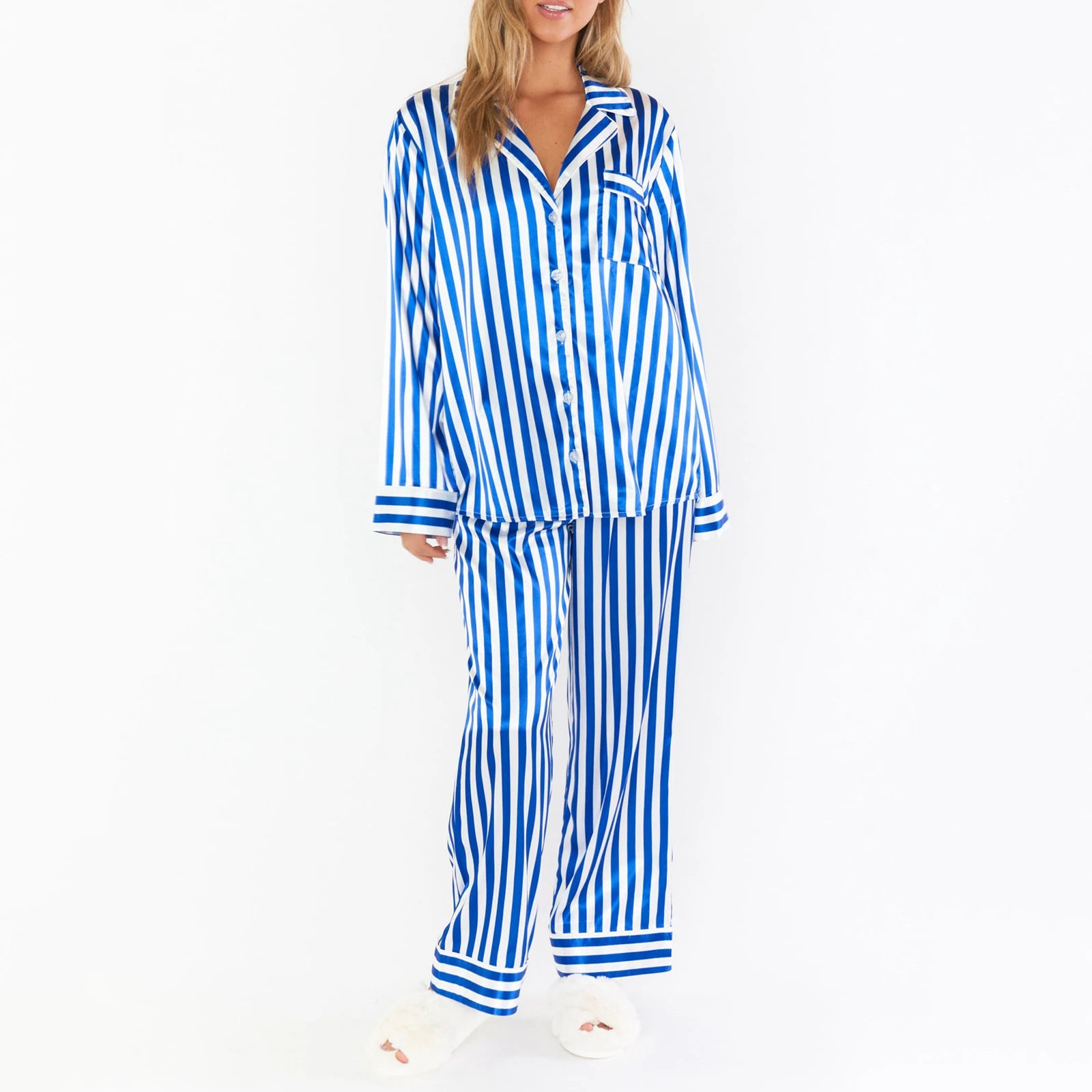 Festive Striped Satin Sleepwear