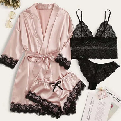 Silk Satin Lace Pajama Set