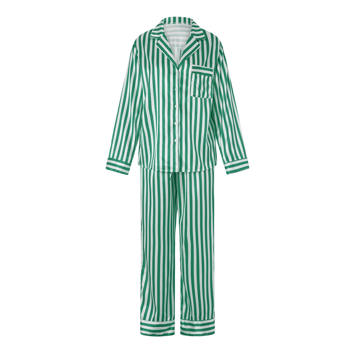 Festive Striped Satin Sleepwear