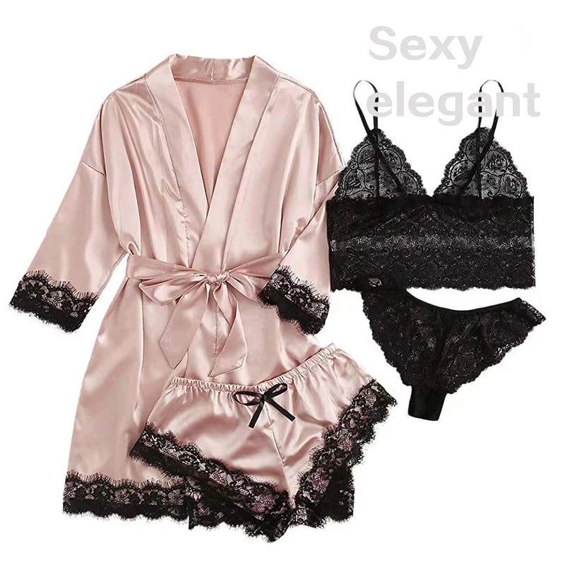 Silk Satin Lace Pajama Set