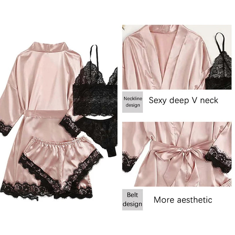 Silk Satin Lace Pajama Set