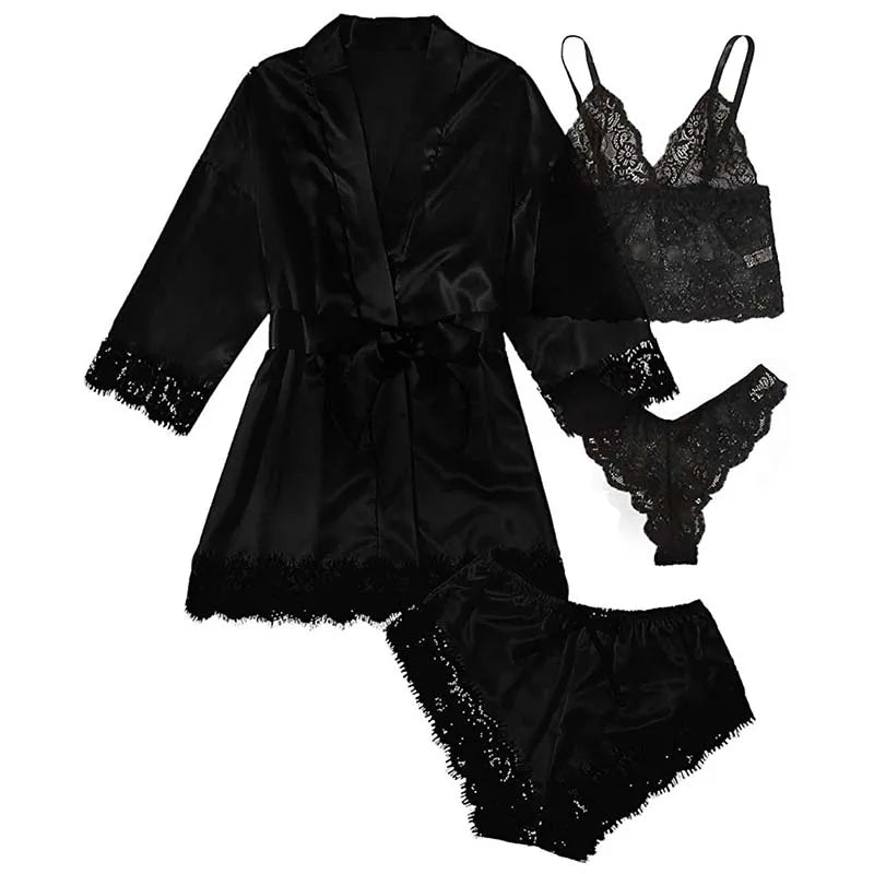 Silk Satin Lace Pajama Set